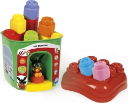 Měkké stavební kostky Soft Clemmy s víkem a postavičkou BING – 15 ks