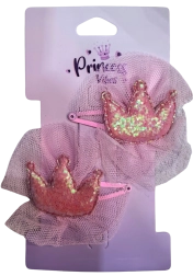 PINK sponky do vlasů třpytivá korunka, 2 ks