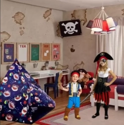 Dětský stan tipi s motivem žraloků 150 × 150 × 125 cm