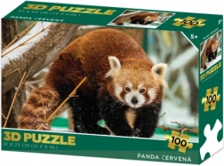 3D puzzle panda červená 100 dílků