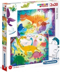 Puzzle 2×20 Super Color – vtipní dinosauři