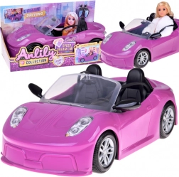 Fialový sportovní kabriolet pro panenky pro 2 panenky