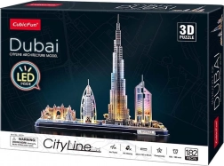 Svítící 3D puzzle panorama Dubaj CityLine od CUBICFUN, 182 dílků