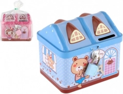 Plechová pokladnička domeček se zámkem 12 × 11 cm