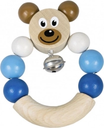 Dřevěné chrastítko s medvídkem – modré