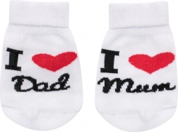 Dětské bavlněné ponožky I Love Mum & Dad bílé (vel. 62, 3–6 měsíců)