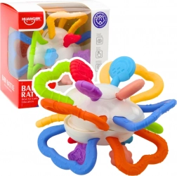 Smyslová hračka otočná pro kojence s kousátkem, barevná