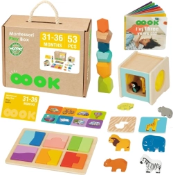 Montessori play box 7v1 dřevěná vzdělávací sada pro děti 31–36 měsíců fsc