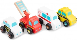 Sada dřevěných záchranářských vozidel pro děti