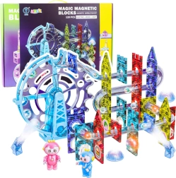 Magnetický kuličkový dráhový set z magnetických kostek, svítící, 120 dílů