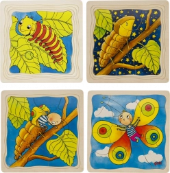 Vývojové dřevěné puzzle Motýl GOKI