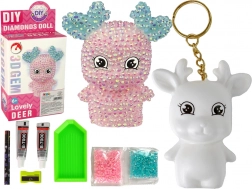 Kreativní sada DIY růžový diamantový sob 3D přívěsek s krystaly