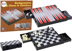 Magnetická stolní hra 3v1 – šachy, dáma a backgammon