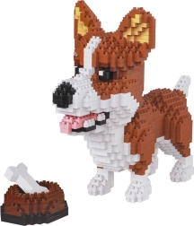 Stavebnice velšský corgi s miskou a kostí, 1200 dílků