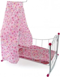 Kovová kolébka pro panenky s nebesy 38 cm