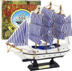 Dekorativní model plachetnice bílo-modrý 18x17 cm