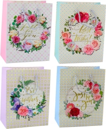 Dárková Taška Květinové Vzory Best Wishes 23 x 18 x 10,5 cm