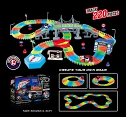 Svítící flexibilní závodní dráha 220 dílů s LED autíčkem