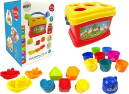 Edukativní kbelík s hrníčky, pyramidou a lodičkami