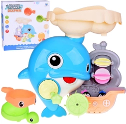 veselý delfín – koupací hračka s lodičkou a tučňáky