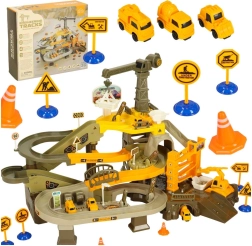 Víceúrovňová autíčková dráha se stavební tematikou