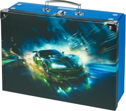 Skládací školní kufřík Závodní auto s kováním