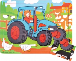 Dřevěné puzzle traktor 9 dílků Bigjigs Toys