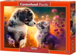 Puzzle 500 dílků CASTORLAND – nové přátelství (pes a kočka)