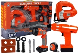 Dětská sada nářadí s aku vrtačkou, přímočarou pilou a baterkou – 12 dílů
