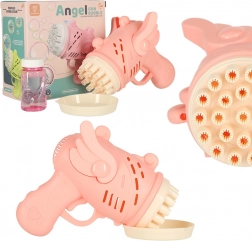 Růžová pistole na bubliny s křídly