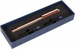 Plnicí pero rose gold s modrým inkoustem