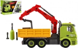 šroubovací stavební auto s jeřábem, 31 cm, setrvačník, světlo a zvuk