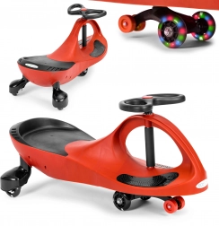 Odrážedlo wiggle car s LED koly – ECOTOYS, červené