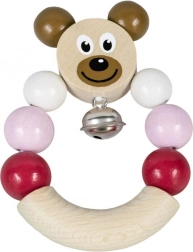 Dřevěné chrastítko medvídek růžové