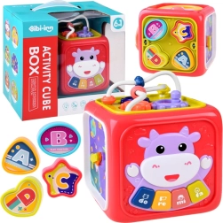 interaktivní edukační kostka s pianem, labyrintem a sorterem