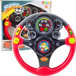 Interaktivní dětský volant s efekty zvuku, světel a vibrací - červený