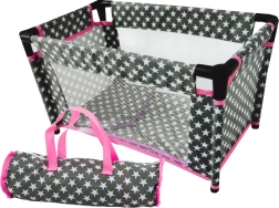 Postýlka pro panenky s hvězdičkami Alice šedo‑růžová