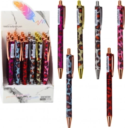 Kovové automatické pero s leopardím vzorem, modrý inkoust 1,0 mm