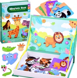 Magnetická kniha – zvířata ze ZOO, magnetické puzzle pro děti
