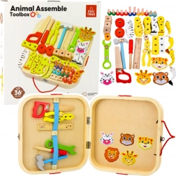 Dřevěný set pro malé mistry - zvířátka ke skládání v kufříku