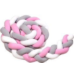 Pletený mantinel T-TOMI 360 cm bílý, šedý a růžový