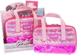 kosmetická taštička GIRABRILLA s vybavením a zrcátkem, tmavě růžová