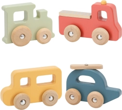 Viga PolarB dřevěná sada barevných vozidel, 4 ks