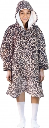hřejivá mikinová deka s kapucí COZY NOXXIEZ s leopardím potiskem