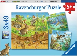 Puzzle Zvířátka ve svých domovech 3x49 dílků