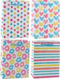 Barevná dárková taška srdce, hvězdičky, puntíky, pruhy