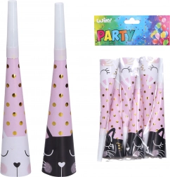 Párty trumpetky s motivem kočka 20 cm