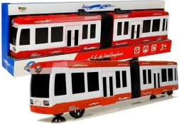 Kloubový autobus s setrvačníkem červený