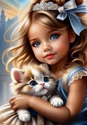 Diamantové malování Dívka s kočkou 30x40cm