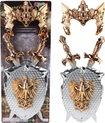 Dětská Rytířská Sada Štít S Dvěma Meči A Maskou Zlatý Orel